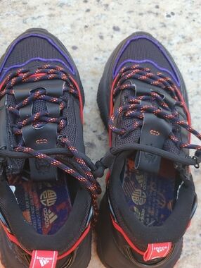 adidas Black Sneakers with Purple Trim and Red Details